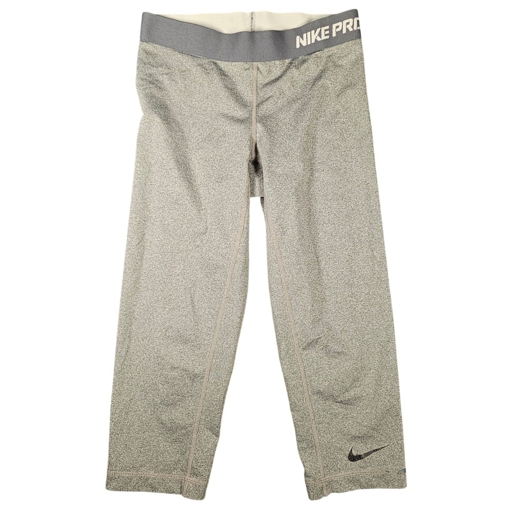 Nike Pro Kids Grey Heathered Dri-FIT Cropped Leggings Capris XS